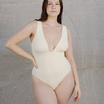 LABEL17 presents SORBET ISLAND's one piece Swimsuit ARIEL in onesize with stunning V-shape that fits most. Available in different colors, i.e. Vanillla. Produced and shooted in Greece