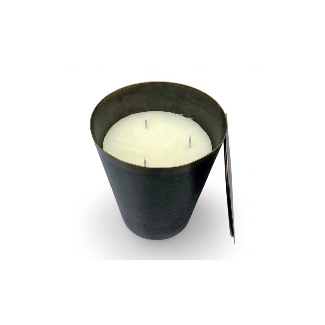 Candle Conic in Brass Pot filled with Beeswax poured in Switzerland, made by LABEL17
