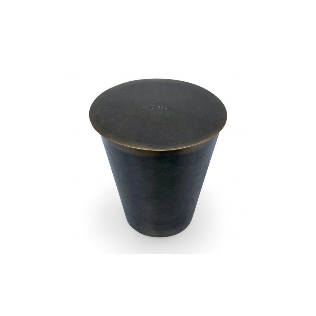 Candle Conic in Brass Pot filled with Beeswax poured in Switzerland, made by LABEL17