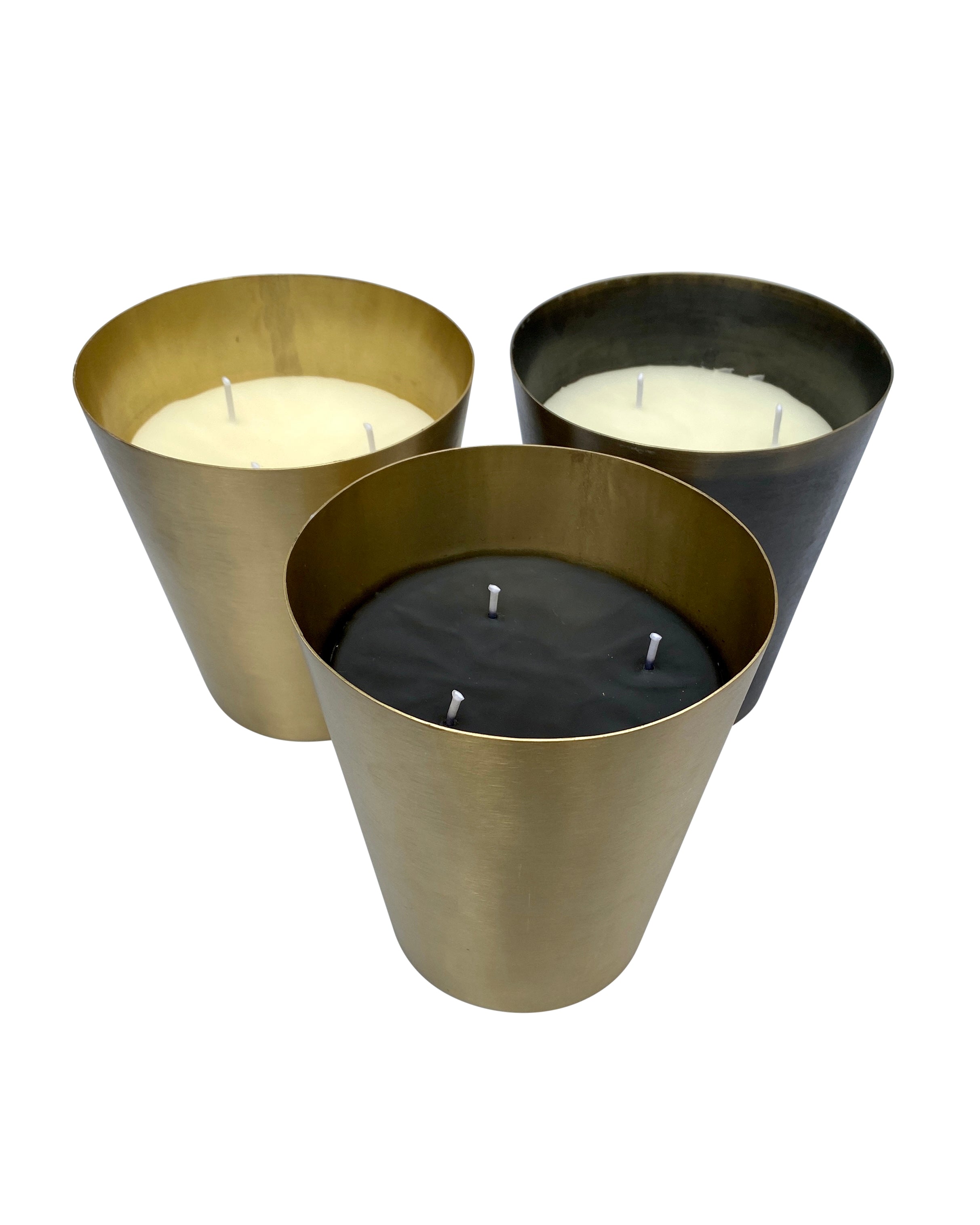 Candle Conic in Brass Pot filled with Beeswax poured in Switzerland, made by LABEL17