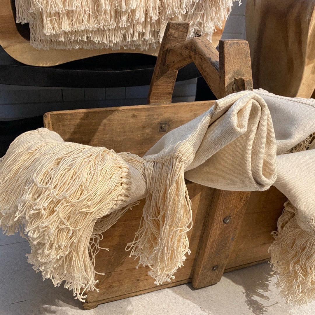 LABEL17 presents Cotton Plaids Plain in creme, Handmade in Morocco
