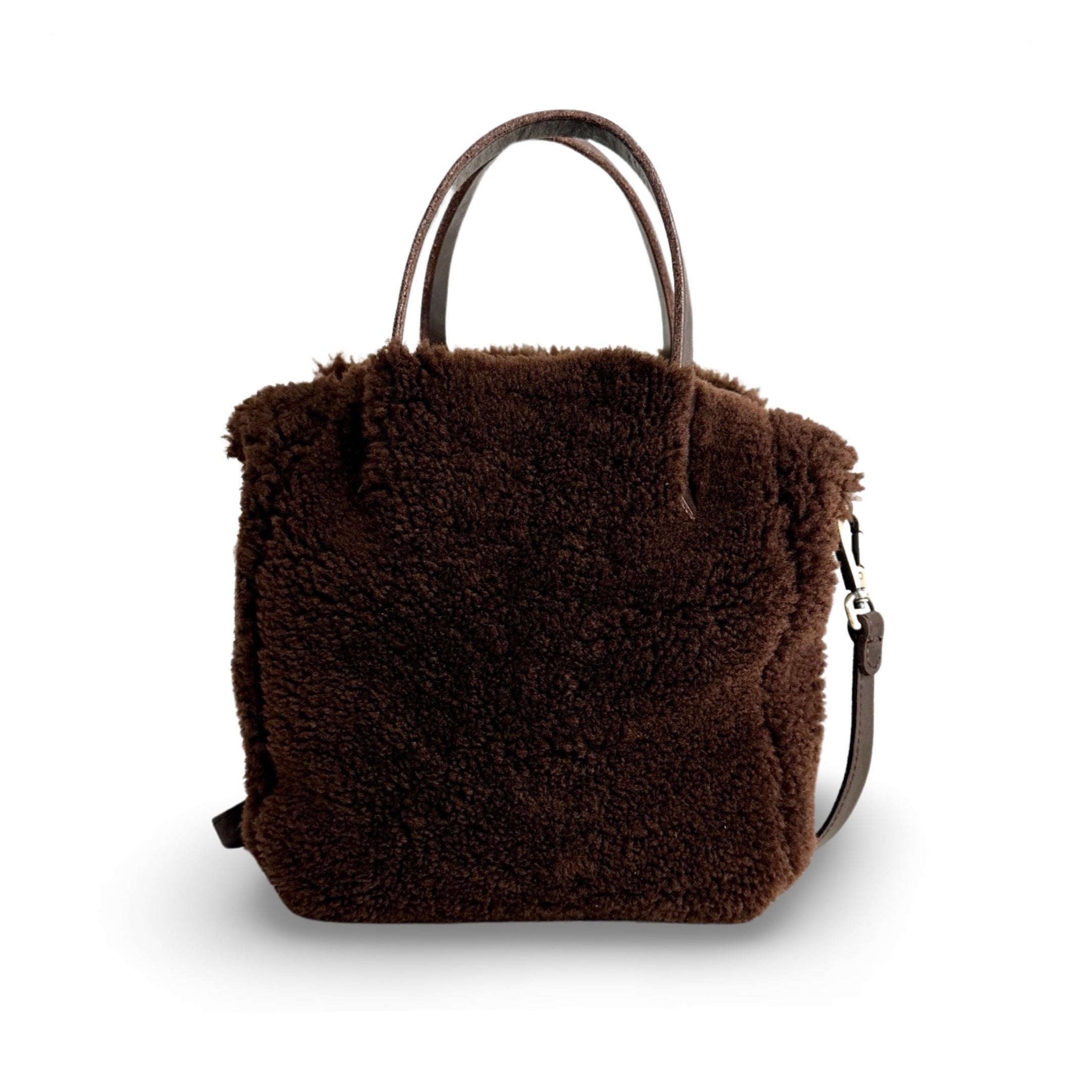 Crossbody Bag Shearling Reversible Mini by LABEL17 in Hazel, Made in Switzerland