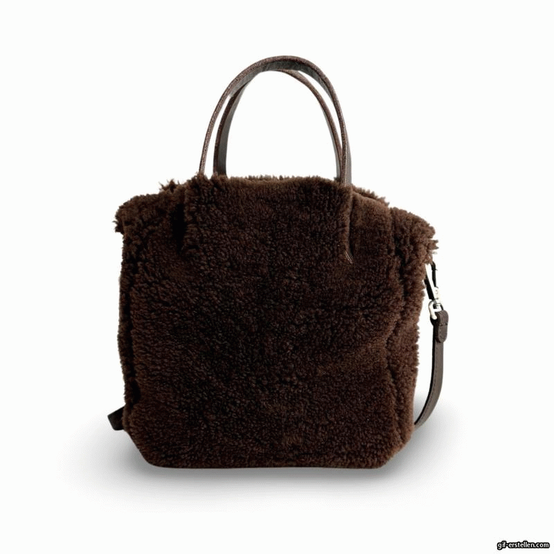 Crossbody Bag Shearling Reversible Mini by LABEL17 in Hazel, Made in Switzerland