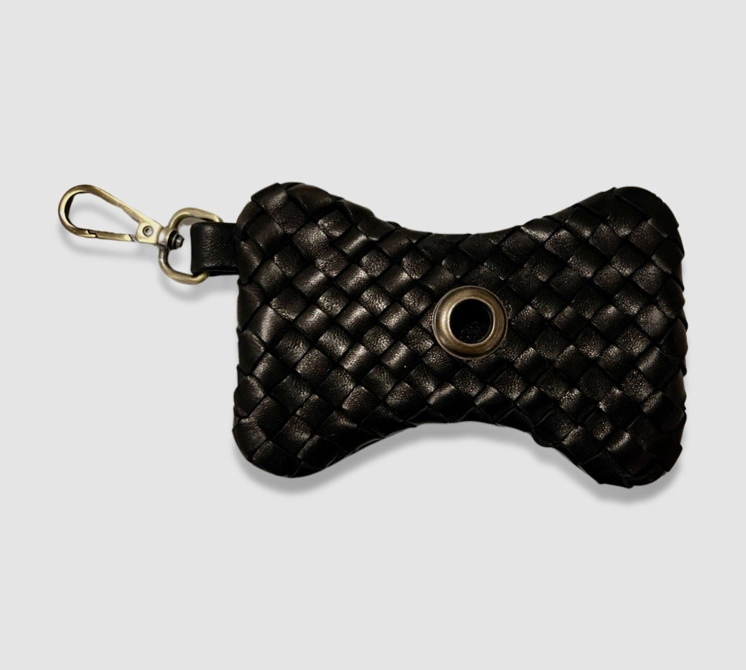LABEL17 presents the Dog Lover Tresse Bag, Black. Hand braided in Morocco