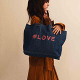 Handbag Cotton | Denim | Rose stitching #LOVE