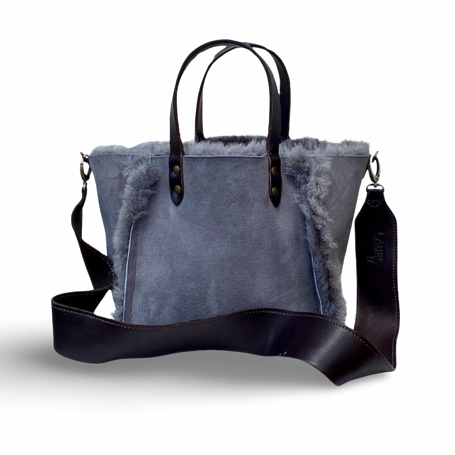 LABEL17 presents The Handbag Shearling Reversible Medium in Anthracite, Made in Switzerland