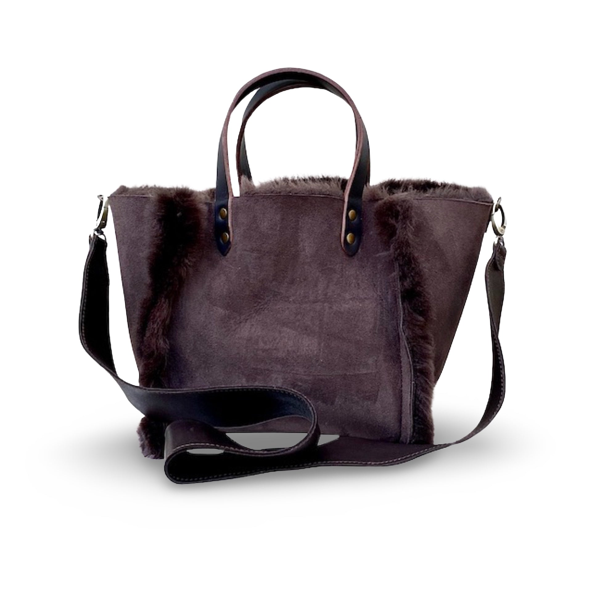 LABEL17 presents The Handbag Shearling Reversible Medium in Darkbrown, Made in Switzerland