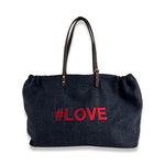 LABEL17 presents the Shoulder Bag Large in Harris Tweed, Blue, stitched with #LOVE