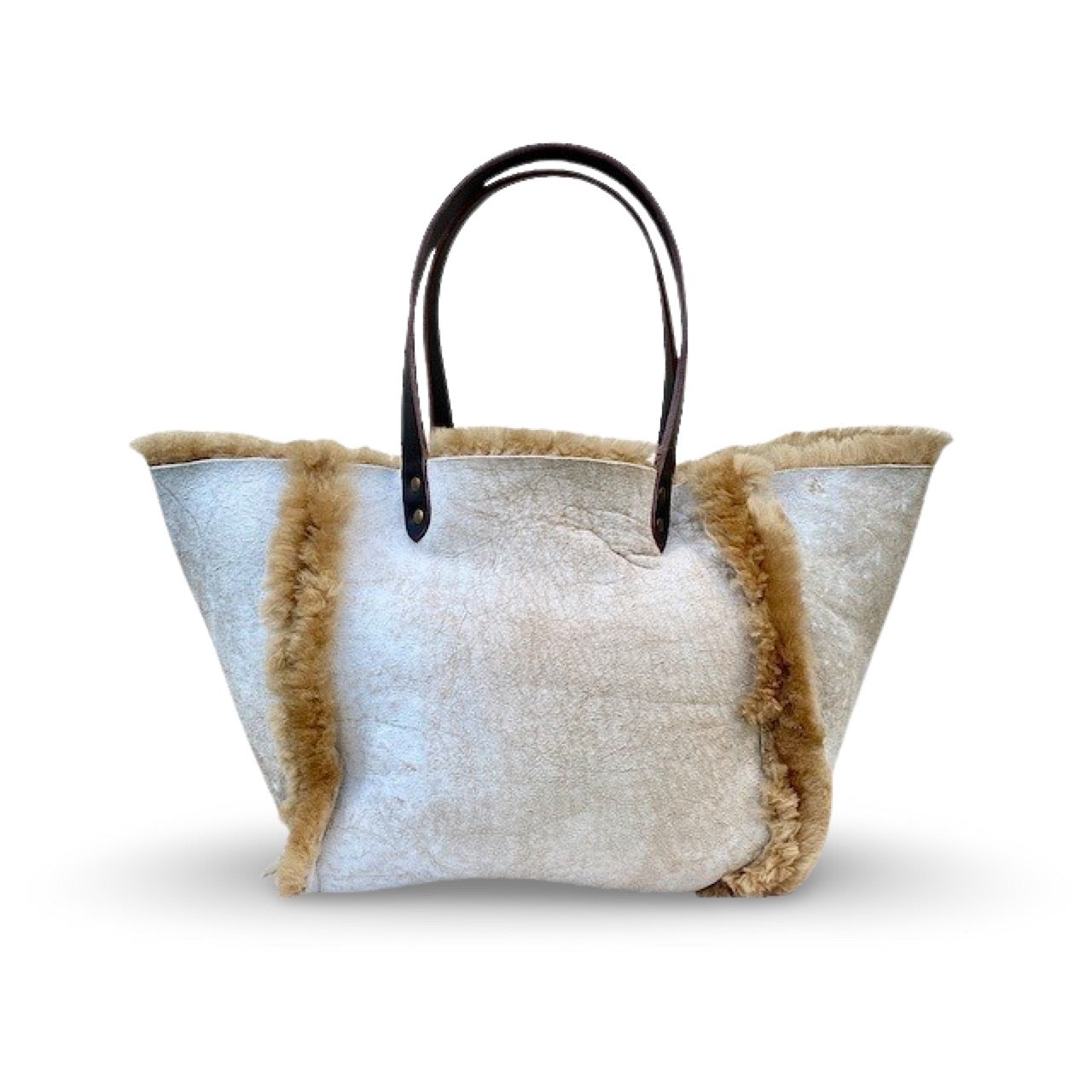 LABEL17 presents The Shoulder Bag Shearling Reversible Caramel, Handmade in Switzerland