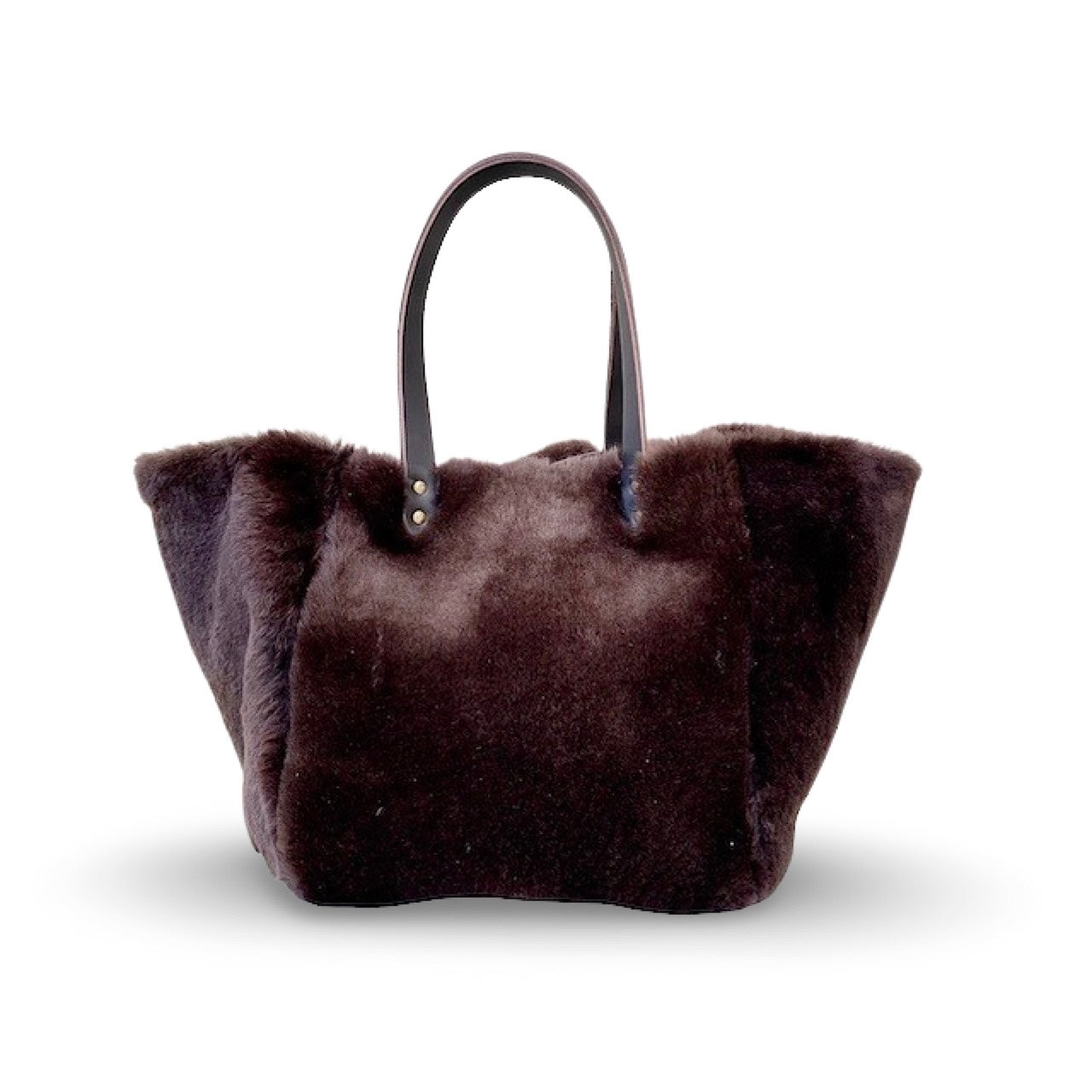 LABEL17 presents The Shoulder Bag Shearling Reversible Darkbrown, Handmade in Switzerland