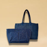 LABEL17 Bag Organizer in washed Denim pairs perfectly with the Handbraided Shopper in Denim, both handcrafted in Morocco