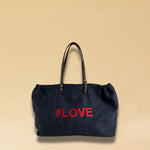 LABEL17 presents the Shoulder Bag Large in Harris Tweed, Blue, stitched with #LOVE