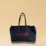 LABEL17 presents the Shoulder Bag Large in Harris Tweed, Blue, stitched with #LOVE