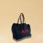 LABEL17 presents the Shoulder Bag Large in Harris Tweed, Blue, stitched with #LOVE