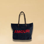 LABEL17 presents the Shoulder Bag in Harris Tweed, Blue, stitched with AMOUR