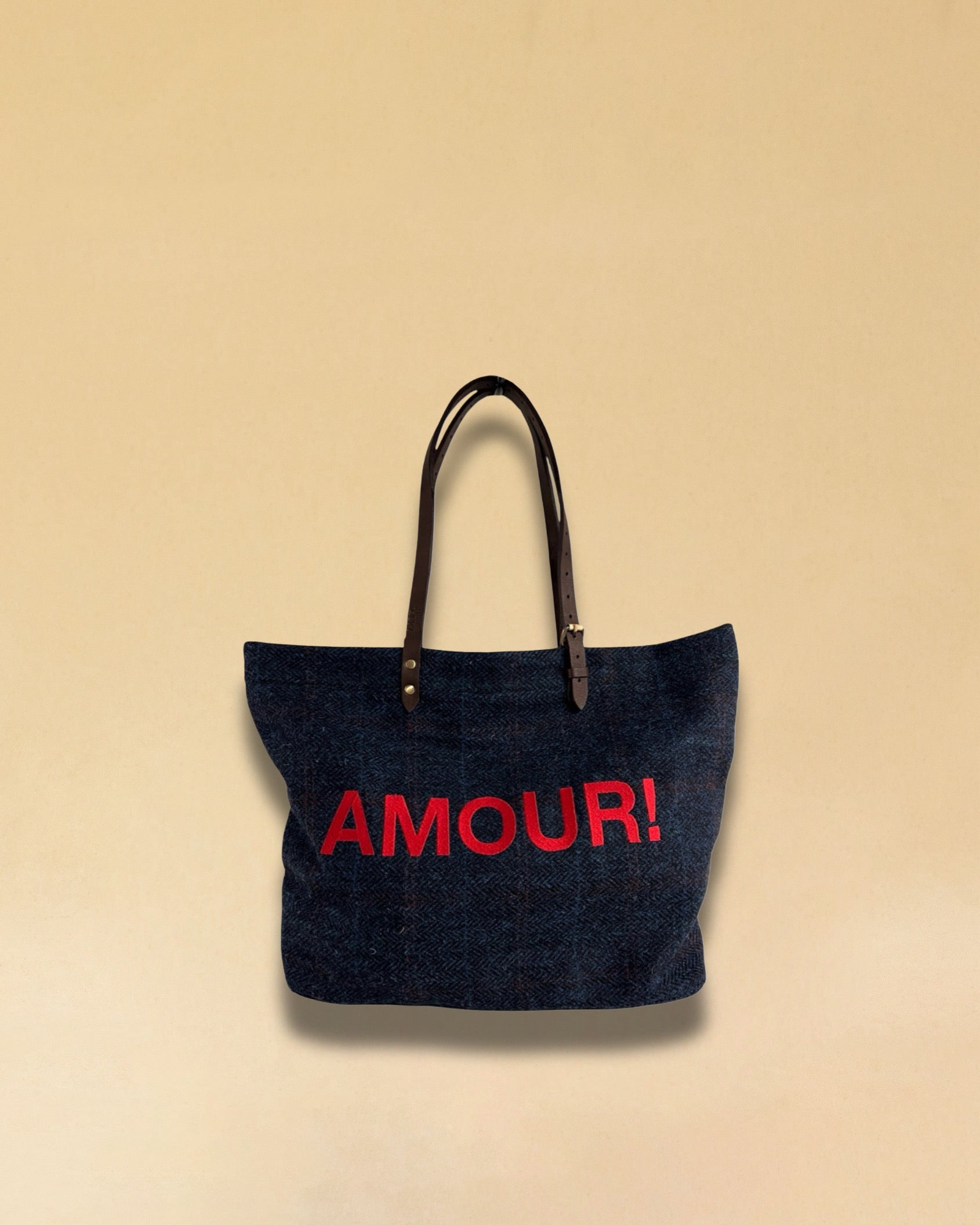 LABEL17 presents the Shoulder Bag in Harris Tweed, Blue, stitched with AMOUR