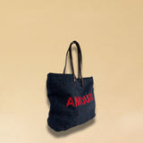 LABEL17 presents the Shoulder Bag in Harris Tweed, Blue, stitched with AMOUR