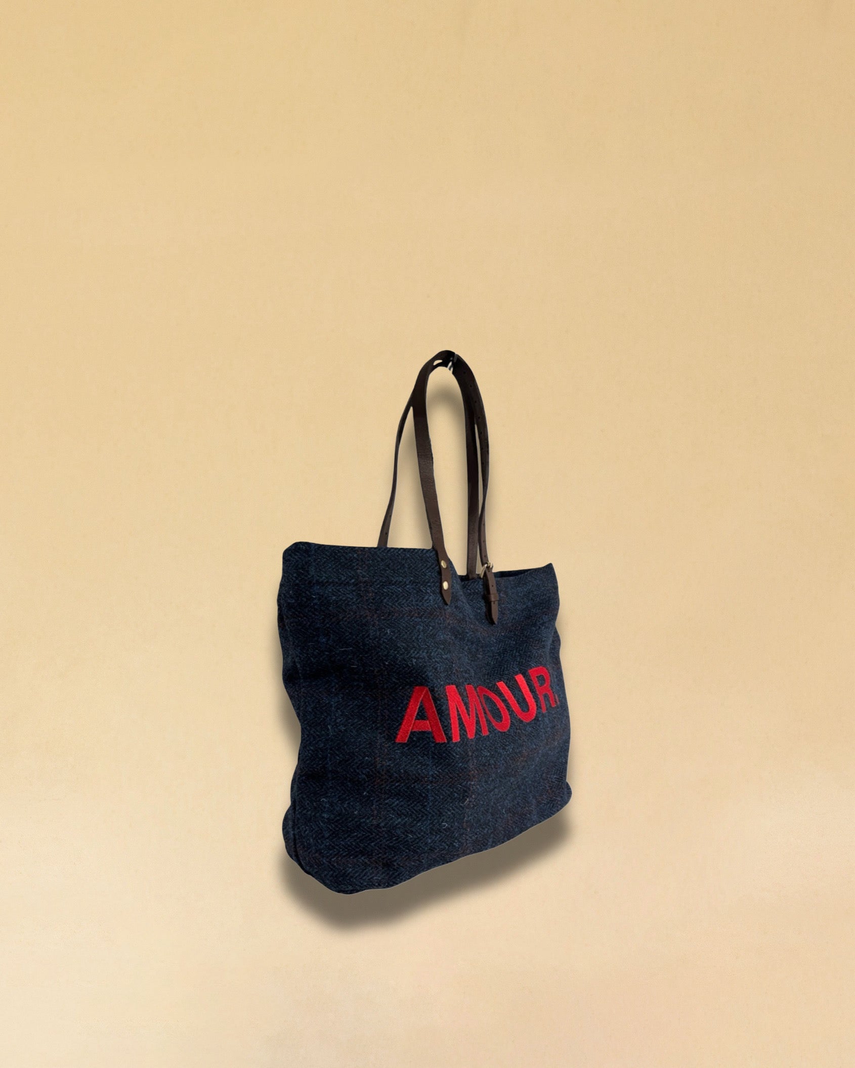 LABEL17 presents the Shoulder Bag in Harris Tweed, Blue, stitched with AMOUR