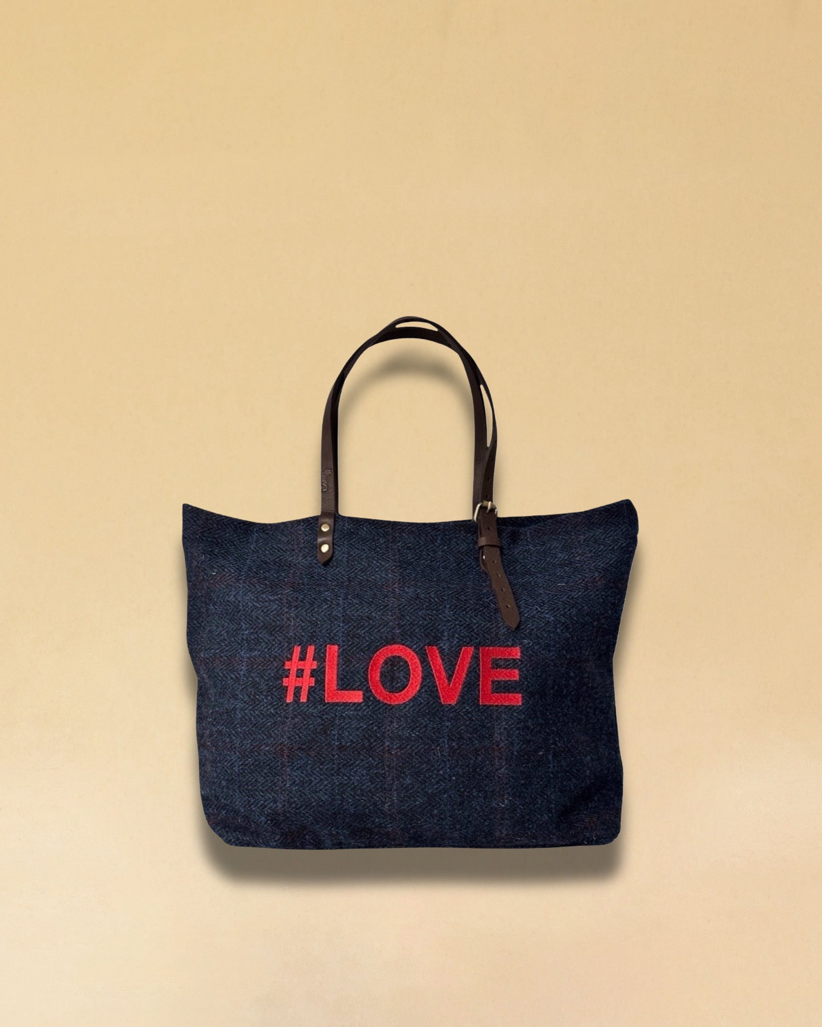 LABEL17 presents the Shoulder Bag in Harris Tweed, Blue, stitched with #LOVE