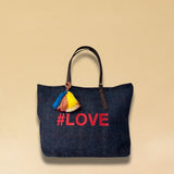LABEL17 presents the Shoulder Bag in Harris Tweed, Blue, stitched with #LOVE