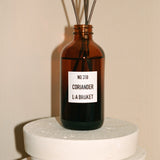 LA BRUKET's 318 Coriander Diffusor in a 200 ml glass with sticks, produced in Sweden, available at LABEL17 in Zurich Switzerland