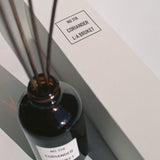 LA BRUKET's 318 Coriander Diffusor in a 200 ml glass with sticks, produced in Sweden, available at LABEL17 in Zurich Switzerland
