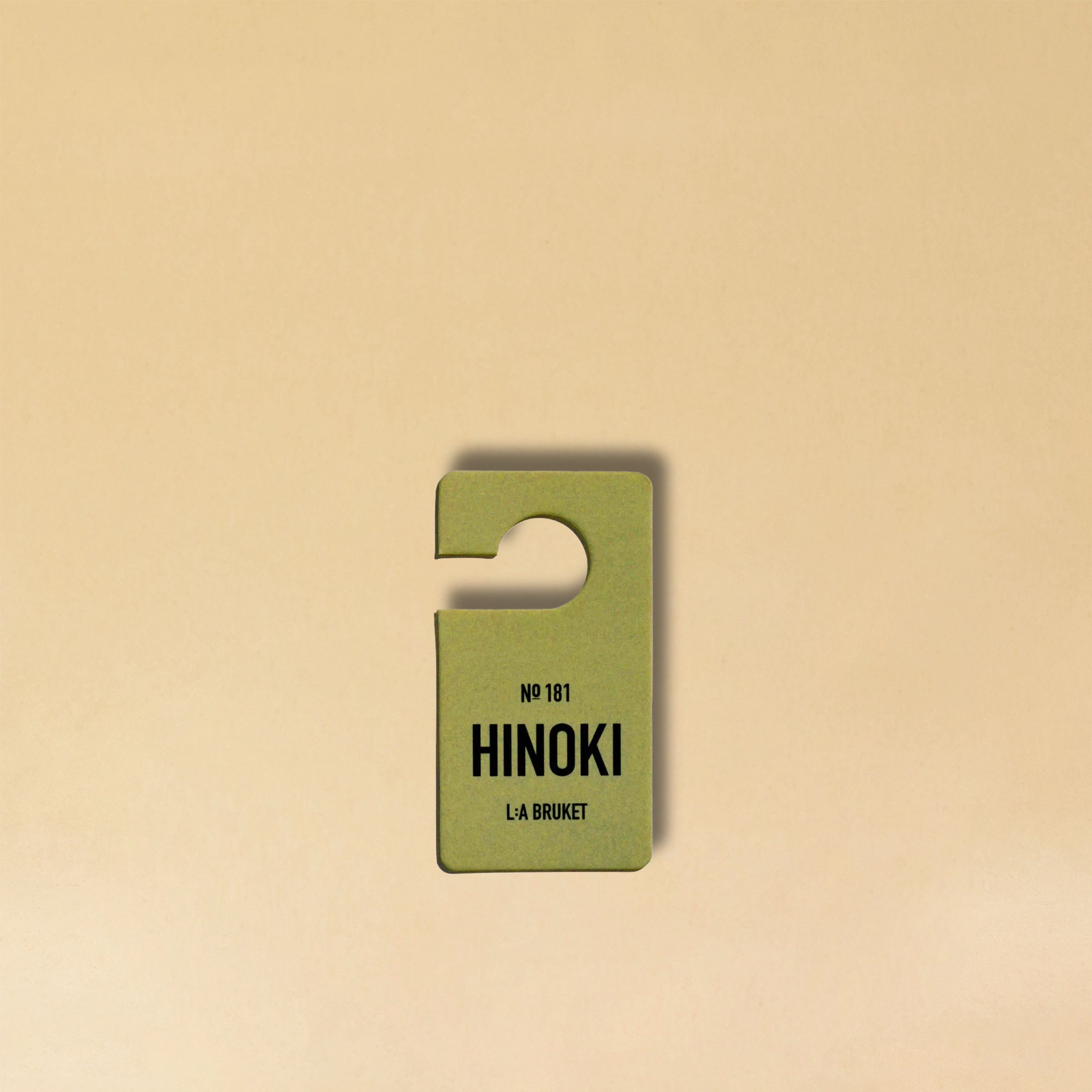 LA BRUKET's 181 Hinoki fragrance tag for the use in your wardrobe, car or any place. Produced in Sweden, available and in use at LABEL17 in Zurich Switzerland