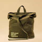 Zurich Kreis 8 x LABEL17 Bag with screen print Explore Enjoy in color Sage