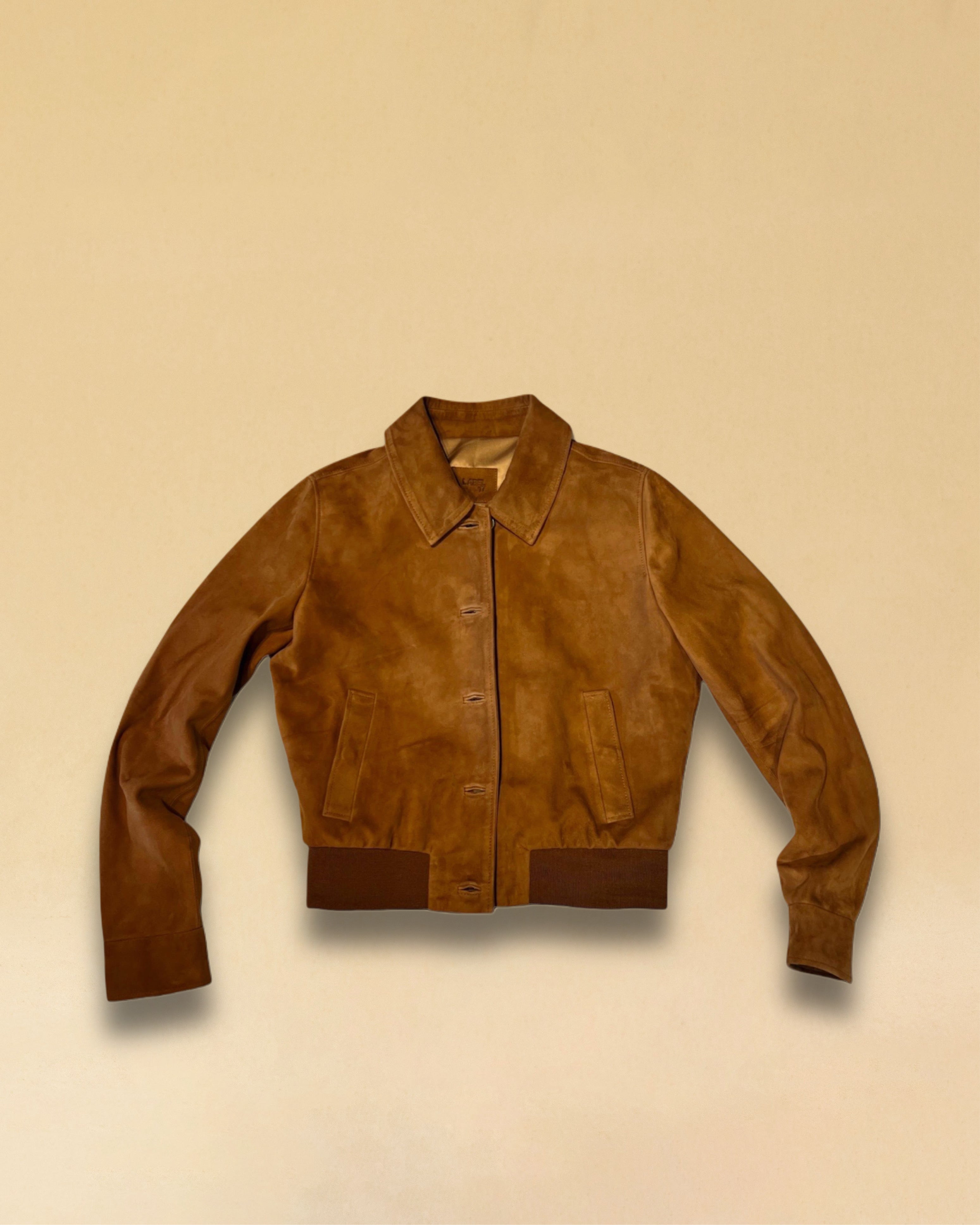 LABEL17's Leather Jacket AMAL in Cognac Velours, designed in Switzerland, made in Morocco