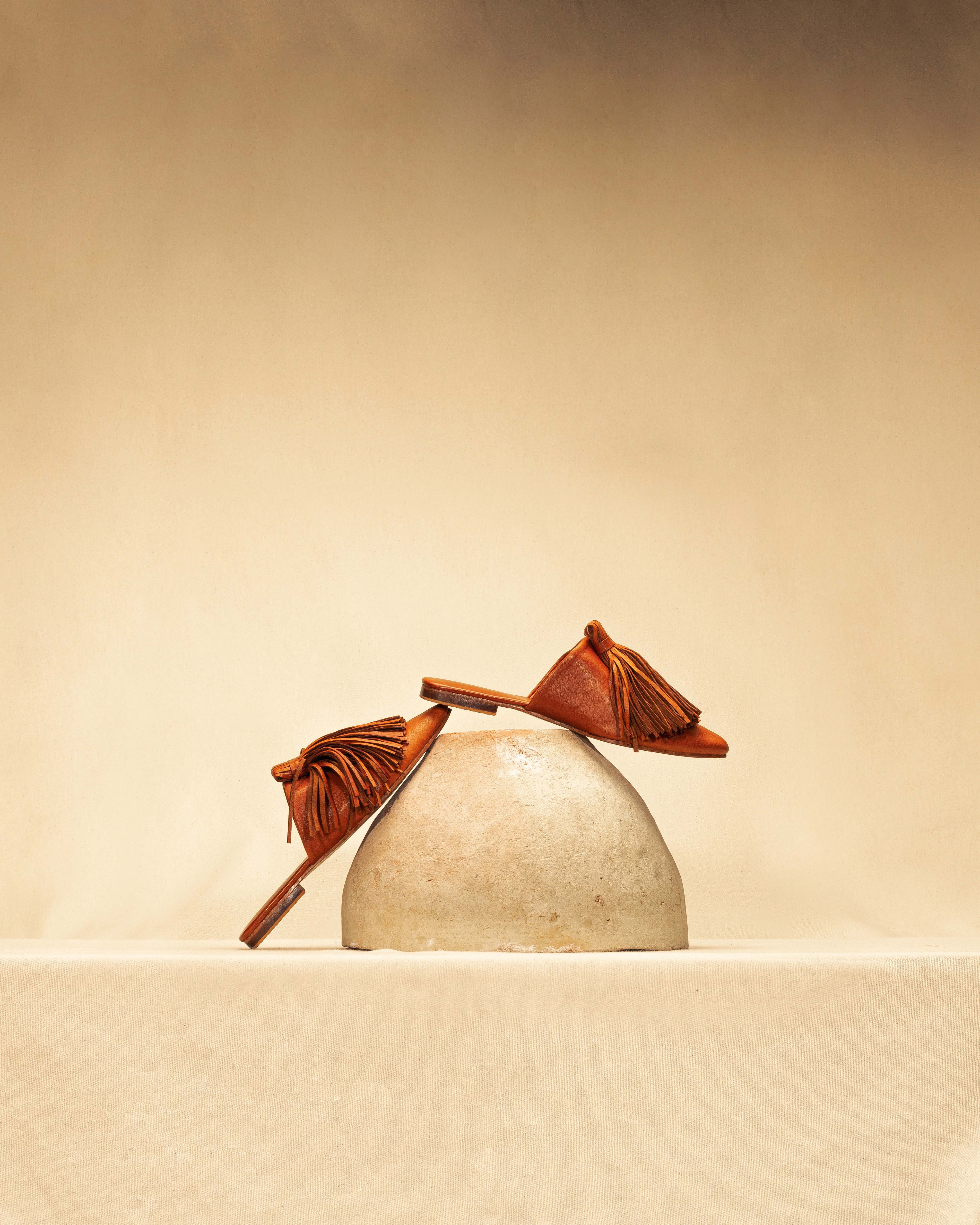 LABEL17's Mules CHOUCHA in Cognac, made of Nappa Leather