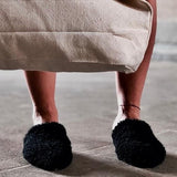 Babouche Shearling in Black by LABEL17, Comfortable Slipper handmade out of supper lambskin