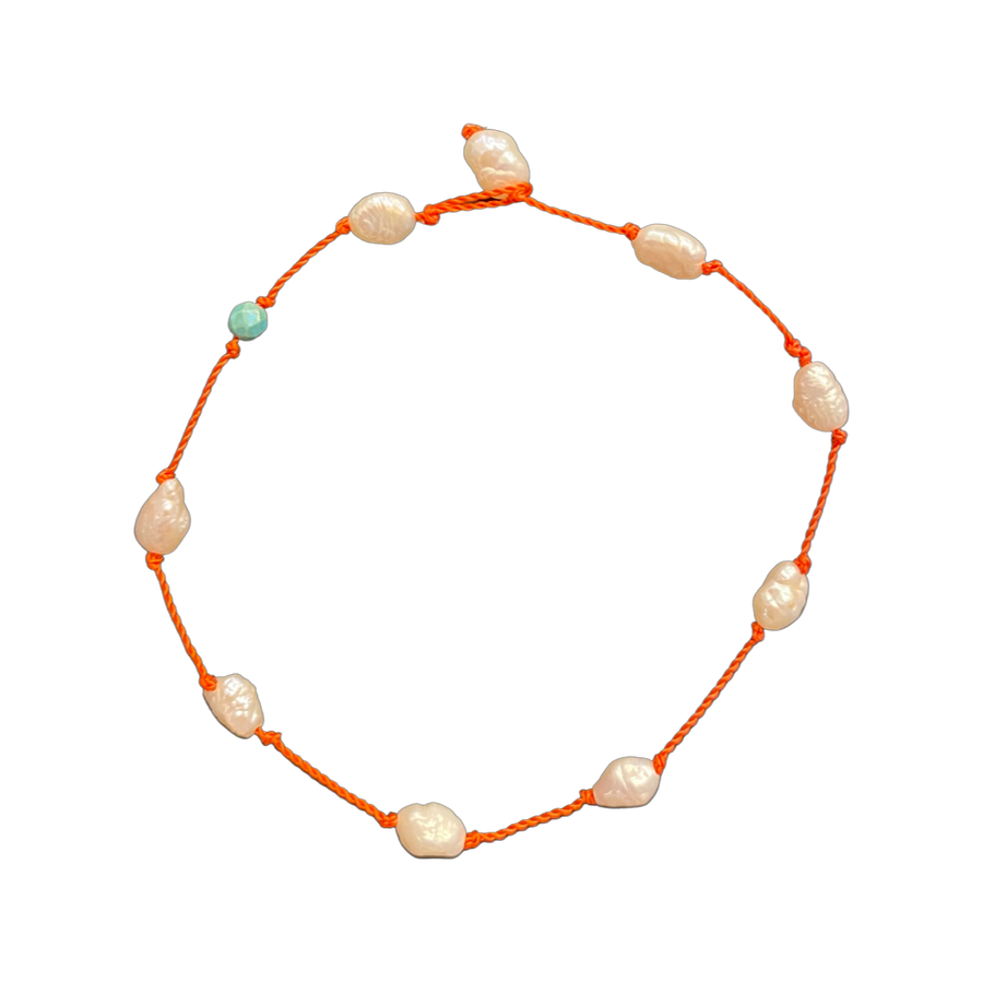 Bracelet with Pearls on coral band
