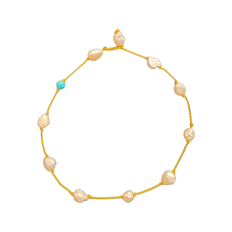 Bracelet with Pearls on yellow band