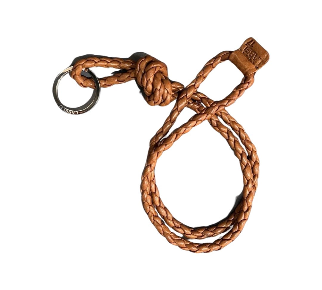 LABEL17 Braided Keyring Necklace, Cognac