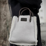 Crossbody Bag Shearling Reversible Mini by LABEL17 in White, Made in Switzerland