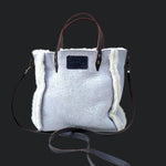 Crossbody Bag Shearling Reversible Mini by LABEL17 in White, Made in Switzerland