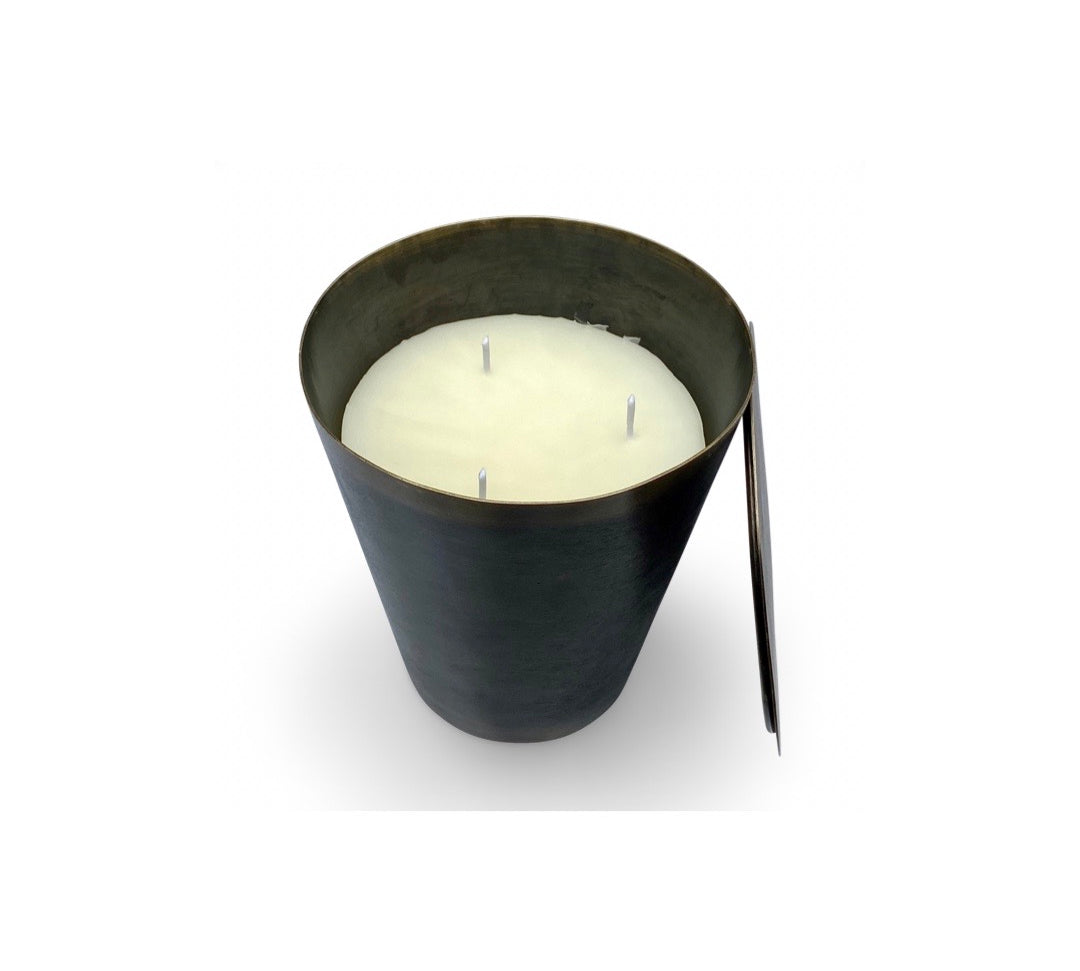Candle Conic in Brass Pot filled with Beeswax poured in Switzerland, made by LABEL17
