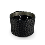 Classic Candle Pot with Black Leather Sleeve, 100% Beeswax, refillable, Made by LABEL17