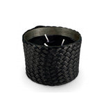 Classic Candle Pot with Black Leather Sleeve, 100% Beeswax, refillable, Made by LABEL17