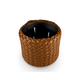 Classic Candle Pot with Cognac Leather Sleeve, 100% Beeswax, refillable, Made by LABEL17