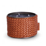 Classic Candle Pot with Cognac Leather Sleeve, 100% Beeswax, refillable, Made by LABEL17