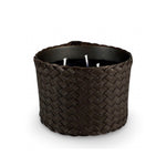 Classic Candle Pot with Darkbrown Leather Sleeve, 100% Beeswax, refillable, Made by LABEL17