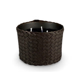Classic Candle Pot with Darkbrown Leather Sleeve, 100% Beeswax, refillable, Made by LABEL17