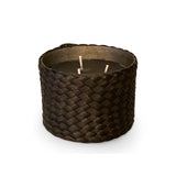 Classic Candle Pot with Darkbrown Leather Sleeve, 100% Beeswax, refillable, Made by LABEL17