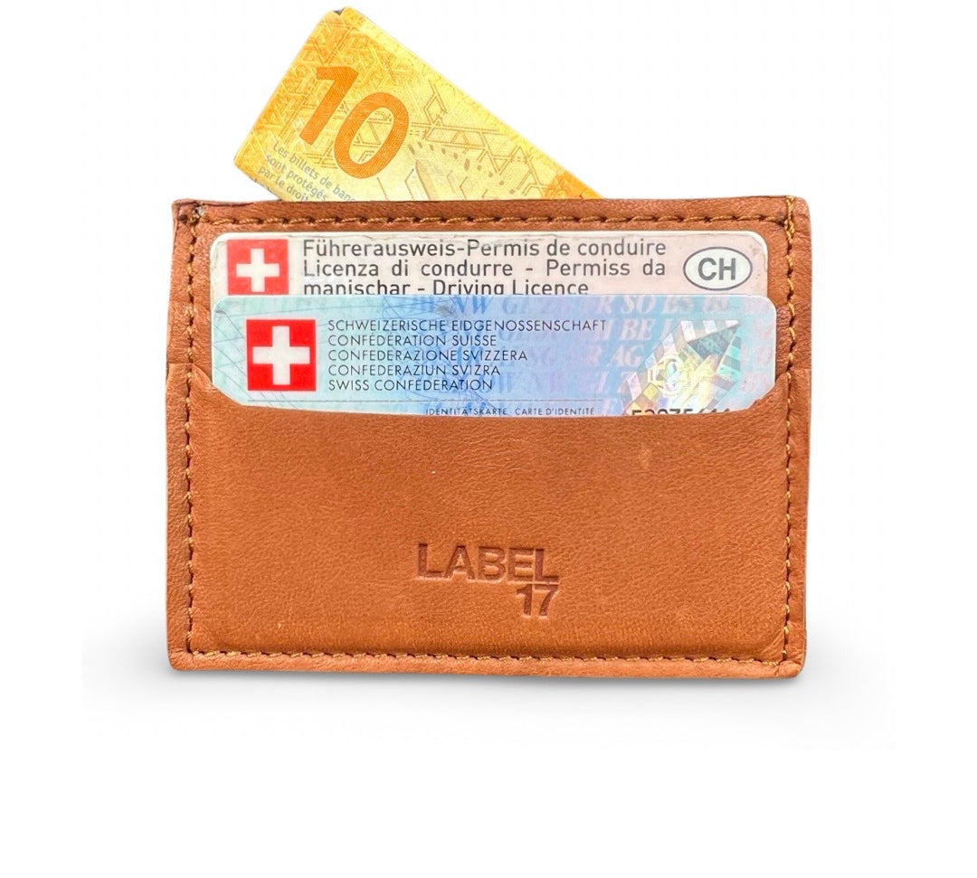 Card Holder, Cognac by LABEL17: Kreditkarten-Halter aus geschmeidigem Lamm-Nappaleder, hergestellt in Marokko