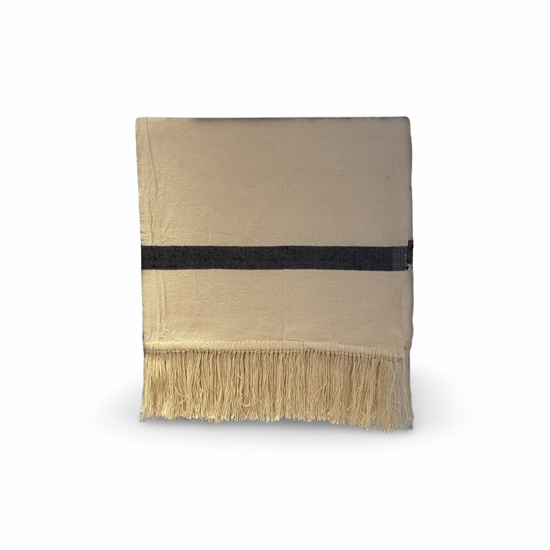 LABEL17 presents Cotton Plaid Stripe in creme, Handmade in Morocco