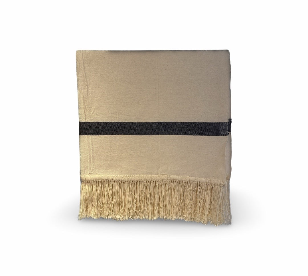 LABEL17 presents Cotton Plaid Stripe in creme, Handmade in Morocco