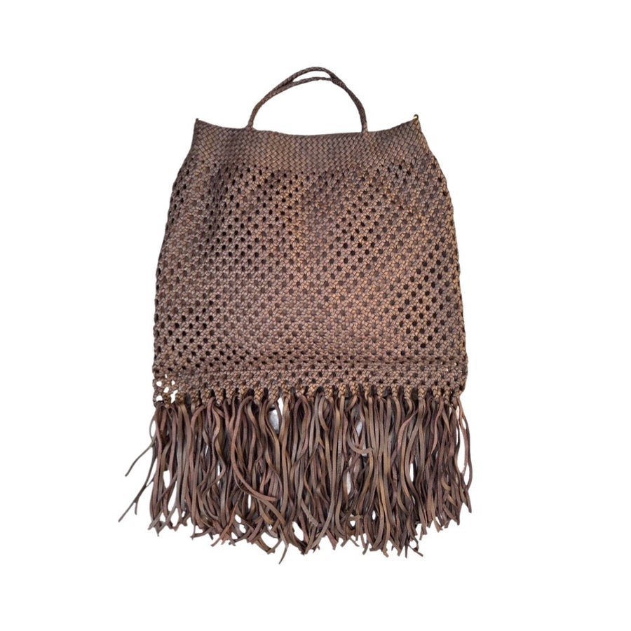 Crossbody Bag Lalla Fringes Large | Darkbrown
