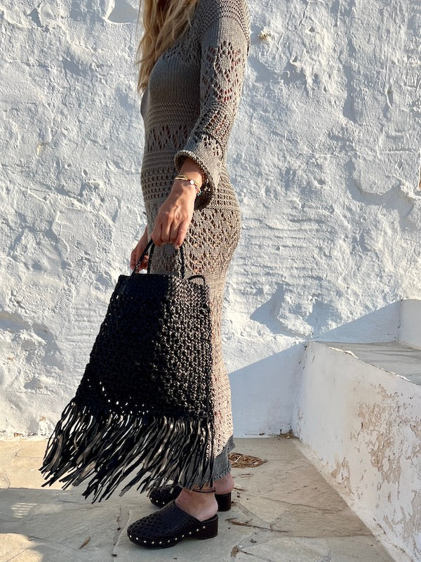 Crossbody Bag Lalla Fringes Large | Black