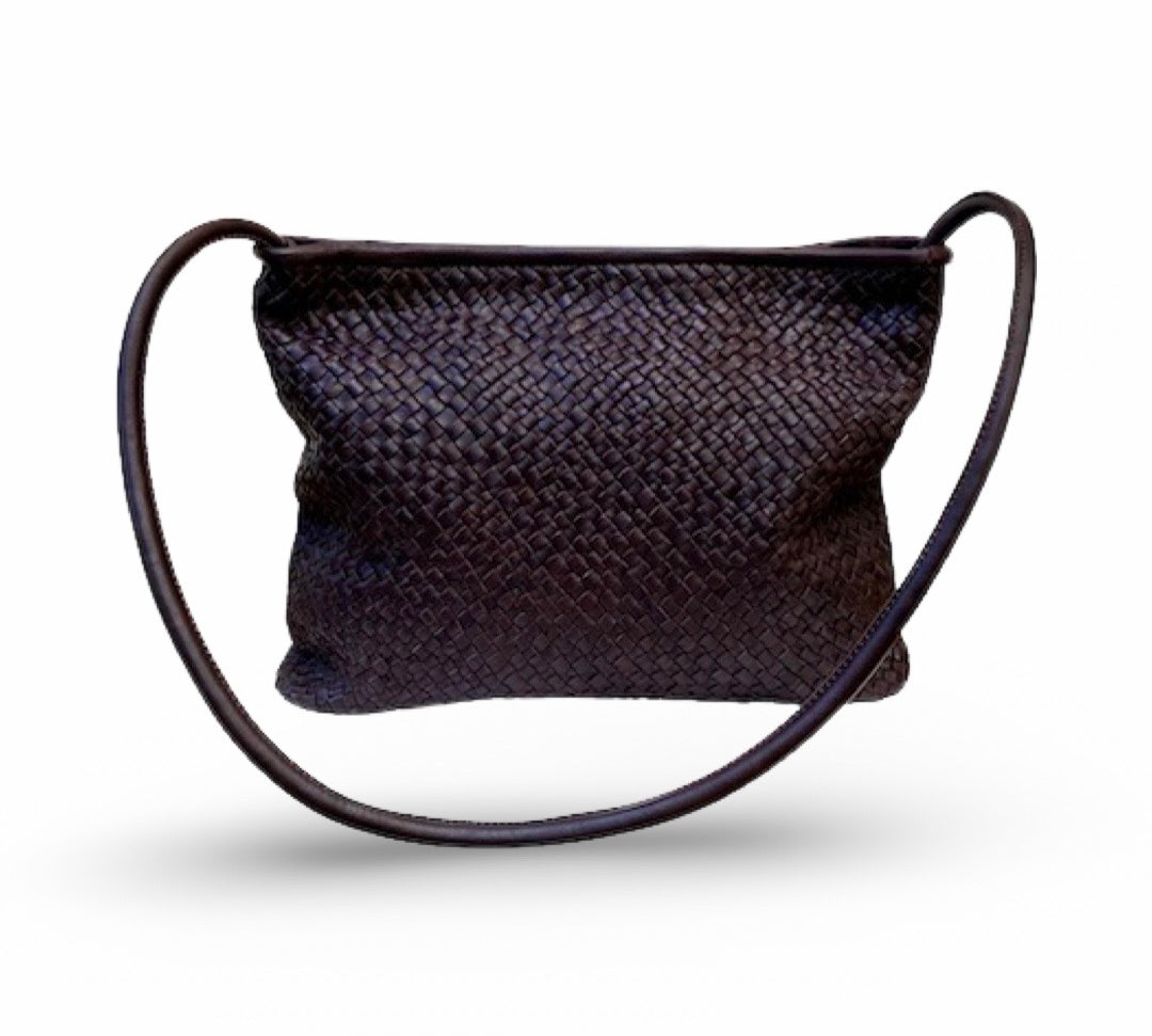 LABEL17 Clutch Bag New York, Darkbrown, Highlight worked as one piece, hand-braided in Morocco, Swiss Design